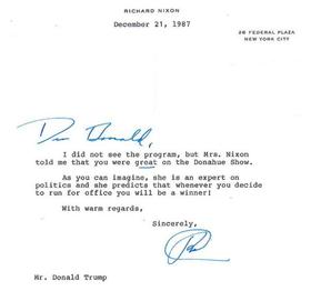Carta de Nixon a Trump
