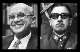 Milton Friedman y Augusto Pinochet en estas dos fotografías