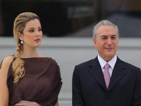 Marcela Temer junto a su esposo, el nuevo vicepresidente de Brasil, Michel Temer