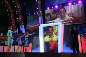 La familia Obama en la convención.