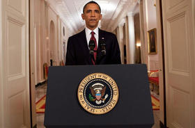 El presidente de Estados Unidos, Barack Obama, anuncia la muerte de Osama bin Laden, el terrorista más buscado del mundo, en una alocución desde la Casa Blanca, en Washington (EEUU)