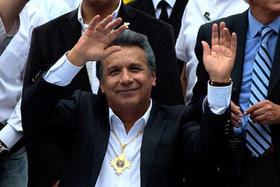 El candidato oficialista a la presidencia ecuatoriana, Lenín Moreno