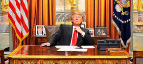 Una recreación de Donald Trump en el Despacho Oval