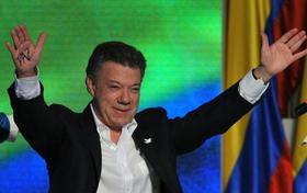 El presidente colombiano Juan Manuel Santos, quien resultó reelecto