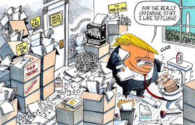 Donald Trump y los documentos (caricatura)
