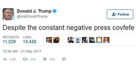 Uno de los tuits más comentados de Trump en los últimos meses, con la inexistente palabra covfefe. Sin embargo, el texto en sí no es de gran importancia, salvo por el gazapo, y al final su trascendencia se limita a un valor anecdótico