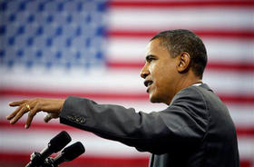 El candidato demócrata Barack Obama, durante un mitin en Green Bay, Wisconsin, el 22 de septiembre