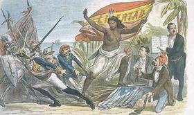 Independencia de Cuba representada por la revista La Flaca en 1873