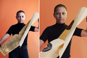 Montaje fotográfico de Emma González, con la foto original y la versión alterada