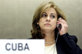María Esther Reus, ministra de Justicia, durante el Examen Periódico Universal en el Consejo de Derechos Humanos, el 5 de febrero de 2009. (AP)