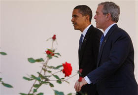 Primer encuentro entre Bush y Obama en la Casa Blanca, el 10 de noviembre de 2008