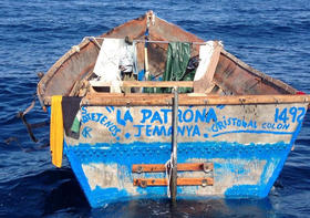 Balsa cubana que llegó a Cayo Hueso, en esta foto de archivo