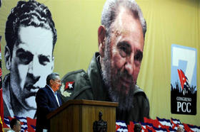 El gobernante Raúl Castro durante la inauguración del VII Congreso del Partido Comunista de Cuba
