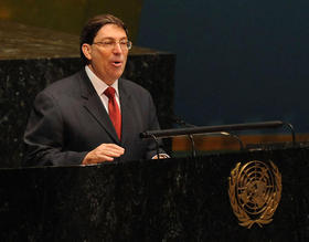 El ministro cubano de Exteriores, Bruno Rodríguez, comparece ante la Asamblea General de la ONU