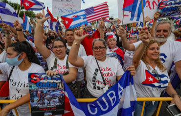 Protesta de cubanos exiliados en Miami