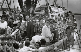 El l barco The Big Baby trajo a 216 cubanos desde el puerto del Mariel, Cuba, a las costas de Estados Unidos