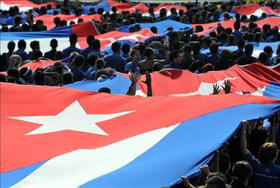 Marcha del Primero de Mayo en 2008 en Cuba