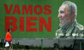 Cartel con la imagen de Fidel Castro en Cuba