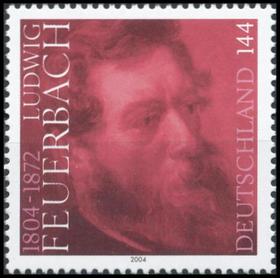 Ludwig Feuerbach en sello postal alemán. Ludwig Feuerbach en sello postal alemán
