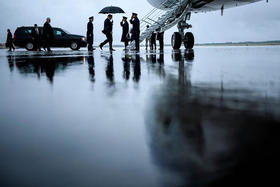 Donald Trump embarca en el Air Force One en julio de 2018 en la base aérea de Andrews, Maryland