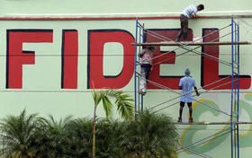 Pintura con el nombre de Fidel Castro en una pared de La Habana. Pintura con el nombre de Fidel Castro en una pared de La Habana