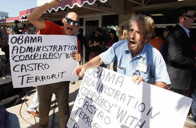 Manifestación anticastrista en Miami