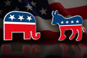 Los símbolos de los dos principales partidos políticos de Estados Unidos