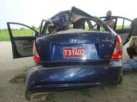 Automóvil en que viajaba Oswaldo Payá tras el accidente