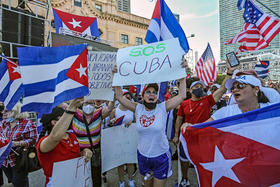 Exiliados en Miami expresan su apoyo a las protestas de los cubanos en la Isla, el sábado 17 de julio de 2021