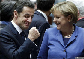 La canciller alemana, Angela Merkel, y el presidente francés, Nicolás Sarkozy.