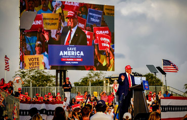 El expresidente Donald Trump en un mitin de apoyo al senador Marco Rubio durante la campaña de este para ser reelecto de nuevo, celebrado en Miami
