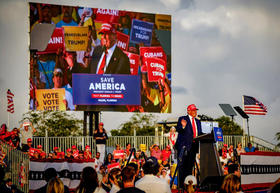 El expresidente Donald Trump en un mitin de apoyo al senador Marco Rubio durante la campaña de este para ser reelecto de nuevo, celebrado en Miami