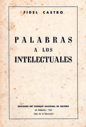 Portada de la primera edición de Palabras a los intelectuales, de Fidel Castro