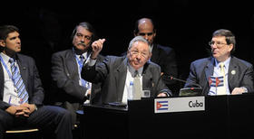 El gobernante cubano Raúl Castro en la cumbre de Chile