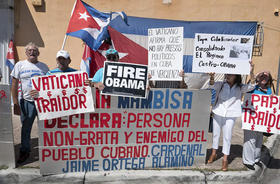 Manifestantes anticastristas en Miami