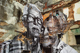 Mural deteriorado en Cuba