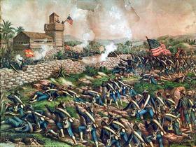 Imagen del asalto del fuerte en la colina de San Juan, durante la Guerra Hispano-Americana. Imagen del asalto del fuerte en la colina de San Juan, durante la Guerra Hispano-Americana