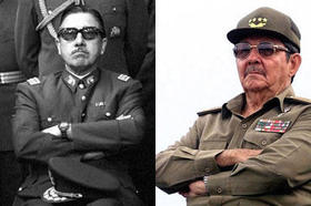 Los generales Augusto Pinochet y Raúl Castro