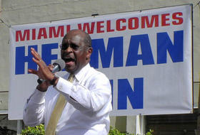 El aspirante a la candidatura presidencial republicana, Herman Cain, en Miami