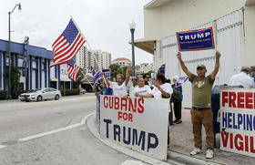 Exiliados cubanos partidarios de Trump en Miami