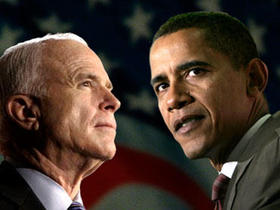 Los candidatos presidenciales de EE UU, John McCain y Barack Obama