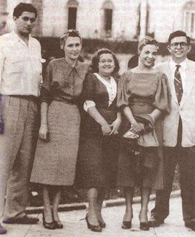 De izquierda a derecha, Boris Luis Santa Coloma, Haydée Santamaría, Elda Pérez, Melba Hernández y Jesús Montané, el 28 de enero de 1953