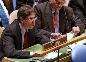 El canciller cubano, Bruno Rodríguez, durante la última reunión de la ONU en la que se condenó el embargo a Cuba