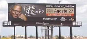 Una valla anunciadora del concierto de Pablo Milanés en Miami
