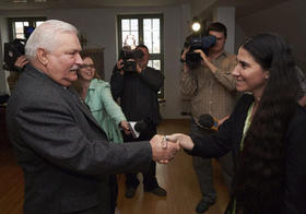 Yoani Sánchez y Lech Walesa