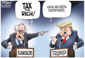 Sanders y Trump en una caricatura